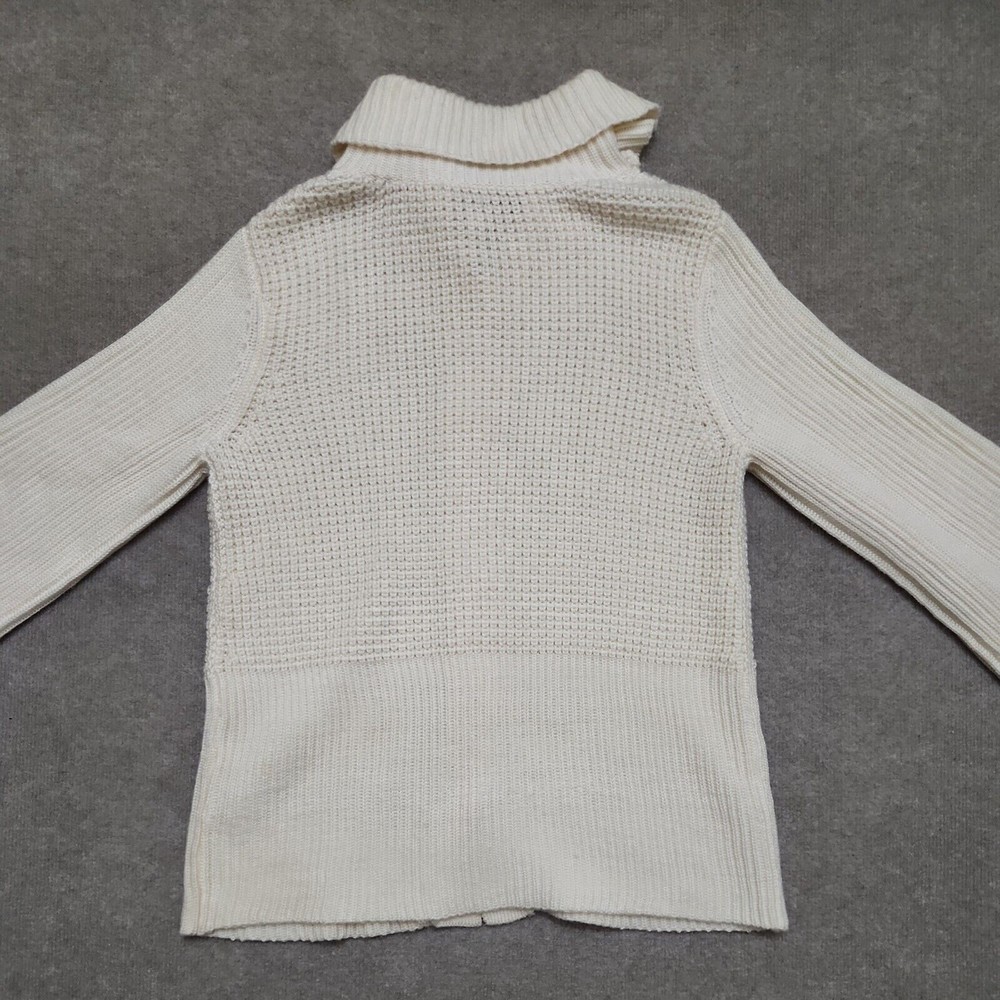 Chicos Heavy Chunky Knit Cardigan Wool Blend Sweater Womens 3 US XL Cream White - Picture 7 of 8
